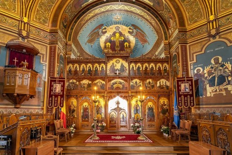 Iconostasis of the Orthodox Cathedral in Medias or Medias, Transylvania, Romania