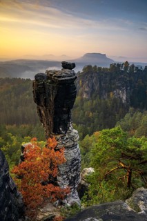 View of Little Goose with Rocks in Saxon Switzerland National Park, Lohmen, Saxony, Germany