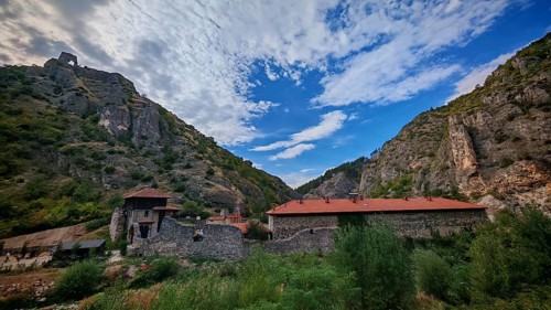Historic Orthodox monastery building, Archangel Monastery, Manastir Sveti Arhandeli, in a natural