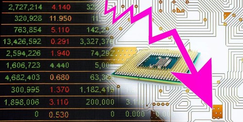 Symbolic photo, microchip stock market fall, supply bottleneck, chip mass buying, computer