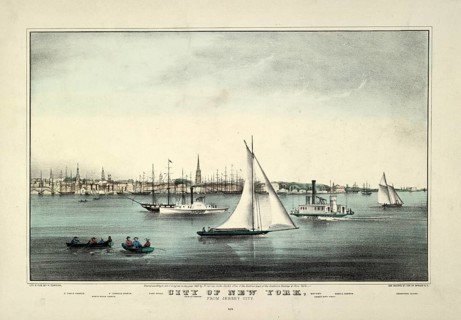 City of New York, from Jersey City from 1849, view of Lower Manhattan across the Hudson River from