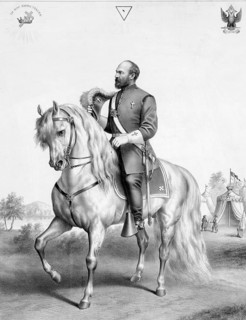 The image shows the 20th US President James A. Garfield (1831–1881) on horseback in his general's