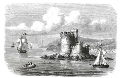 Tower of Refuge, refuge tower standing on Conister Rock, also St Mary's Rock, in Douglas Bay on the
