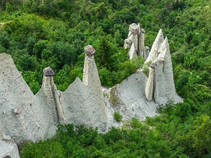 Aerial view of Pyramides d'Euseigne, Valais, Switzerland