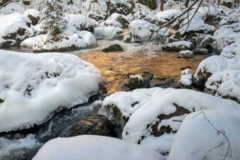 Saxony, Triebtal, ice, flowing water, landscape, snow, atmosphere, Vogtland, winter