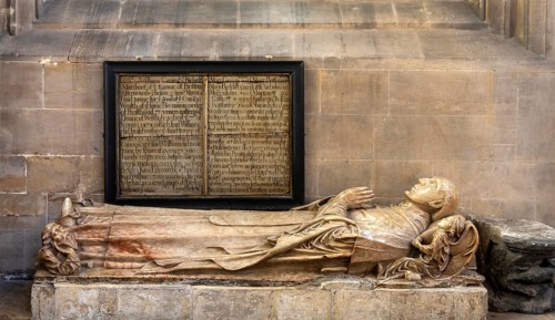 Effigy and tomb of William Canynges, interior of St Mary Redcliffe church, Bristol, England, UK