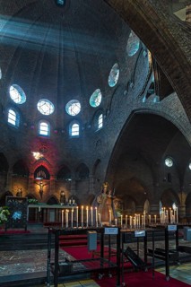 Altar room with sacrificial candles, St. Jacobuskerk, Enschede, Netherlands