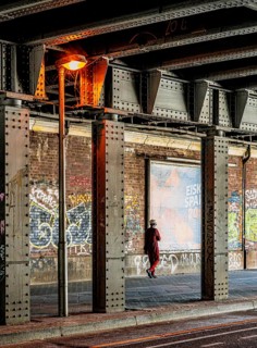 Railway underpass at Ostbahnhof in the street of the Paris Commune, Berlin, Germany