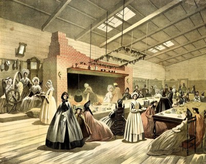 The picture shows a color lithographic view of the interior of the Academy of Music in Brooklyn