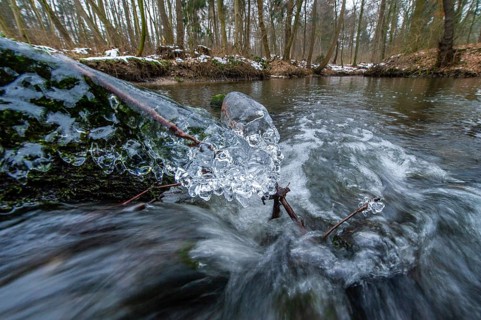 Ice on a stream, Visbek, Lower Saxony, Germany