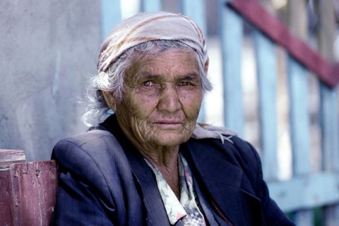 Geography, travel, people, beggar in Karakol in Tien Shan, Kyrgyzstan, MR, Travel, People, Woman,