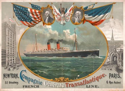 Advertising poster around 1900 depicts the transatlantic passenger steamer La Lorraine of the