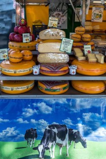 Cheese stand at a weekly market market, Enschede, the Netherlands