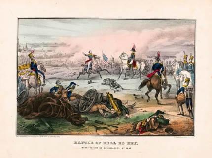 A lithograph depicting the Battle of Molino del Rey (also known as the Battle of Mill El Rey),