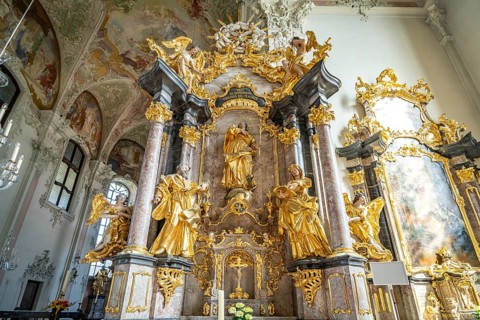 Altar of St. Peter's Catholic Church in Mainz, Rhineland-Palatinate, Germany