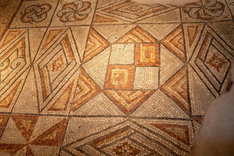 Floor mosaic with geometric pattern, Domus and Palazzo Episcopale, Ancient Roman House and