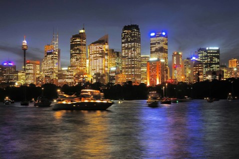 Sydney skyline at night, Farm Cove, Sydney, New South Wales, Australia Sydney, New South Wales,