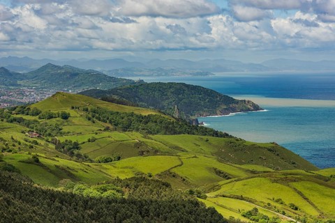 Coastal road with views of the Atlantic Ocean at Mount Jaizkibel, Basque Country, Spain