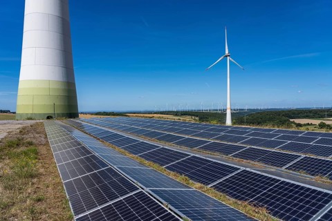 Wind farm near Helmern, Bad Wünnenberg, wind turbines, solar park, North Rhine-Westphalia, Germany
