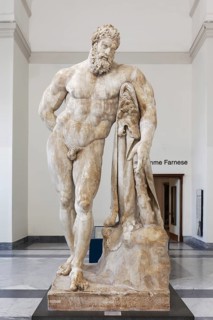 Hercules Farnese, monumental marble statue by sculptor Gykon, Farnese Collection, National