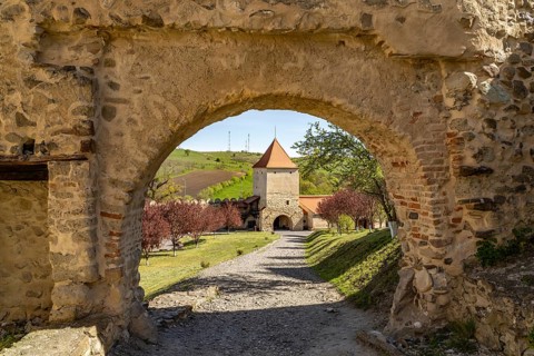 Archway in Rupea Fortress or Repser Castle, Rupea, Transylvania, Romania