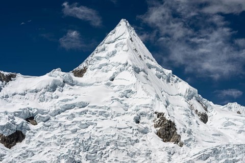 Alpamayo with Alpamayo Glacier, 5947 m, with the title of most beautiful mountain in the world,