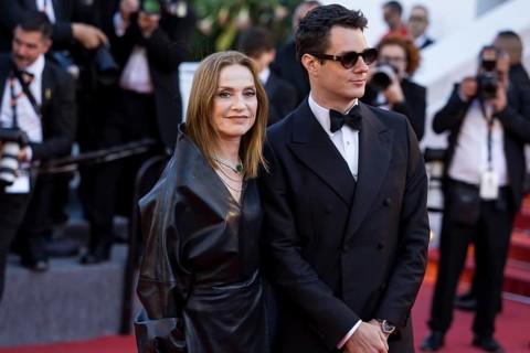 Isabelle Huppert and Connor Swindells at Karma on the Red Carpet at the Palais des Festivals et des