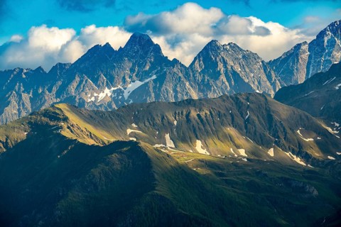 View of mountains on the Grossglockner High Alpine Road in the Alps, Heiligenblut, Carinthia,