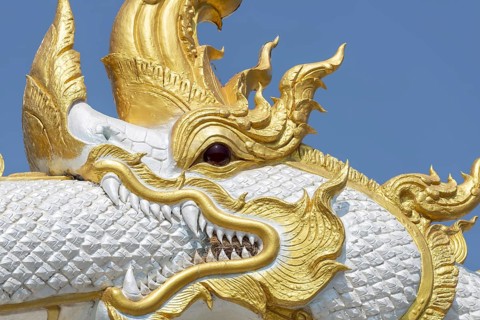 Naga, a mythical serpent dragon (a protector of water, life and spiritual places), Wat Hua Wiang
