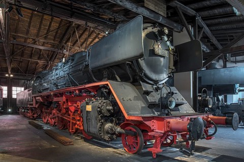 Freight locomotive 50 975, built in 1941, in the Ringlokschuppen, German Steam Locomotive Museum,