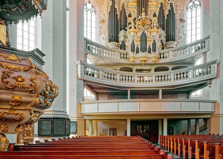 Naumburg Evangelical Lutheran City Church St. Wenzel, interior view of the gallery with Hildebrandt
