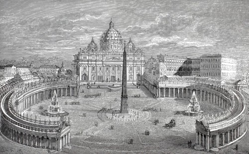 St. Peter's Square, Piazza San Pietro and St. Peter's Basilica, Basilica di San Pietro, in Vatican
