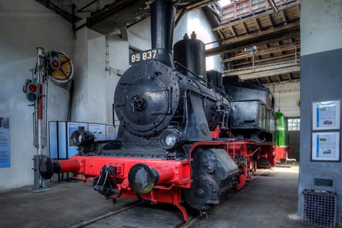 Steam locomotive 89 837 from 1921 in the Ringlokschuppen, Bayerisches Eisenbahnmuseum Nördlingen,