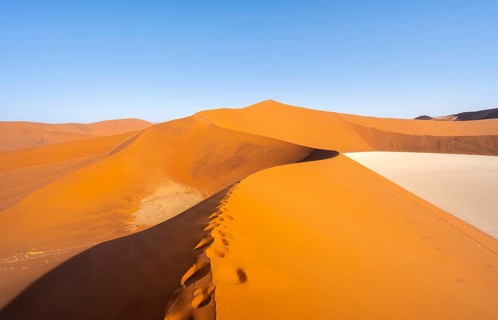 Dead Vlei, sand dune and white salt pan in the Namib Desert, Namib Naukluft Park, Namibia