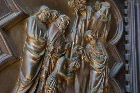 Baptism of Jesus Christ by John the Baptist, relief panel at the Baptistery of San Giovanni,