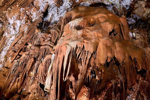 Grotte de la Madeleine, with typical stalactite formations of stalagmites and stalactites, UNESCO
