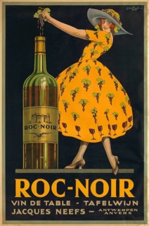 Advertising poster, beverage advertisement, advertising poster showing Roc-Noir table wine by