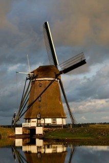 Windmill, thatched, Getreude, Texel, the Netherlands, August 2006, Texel, the Netherlands
