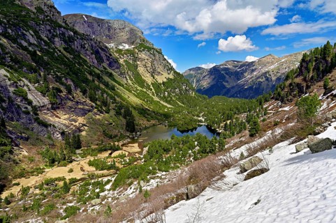 Murgsee in spring, Murgtal, Canton of St. Gallen, Switzerland