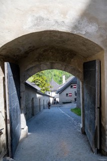 Entrance gate to the inner castle, Hohenwerfen Fortress, Werfen, Pongau, Salzburg state, Austria