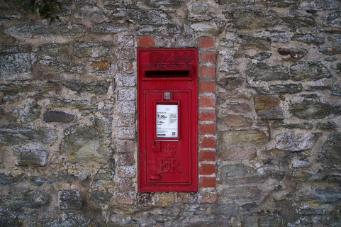 Letter box, red, Falmouth, Cornwall, England, Great Britain, Great Britain