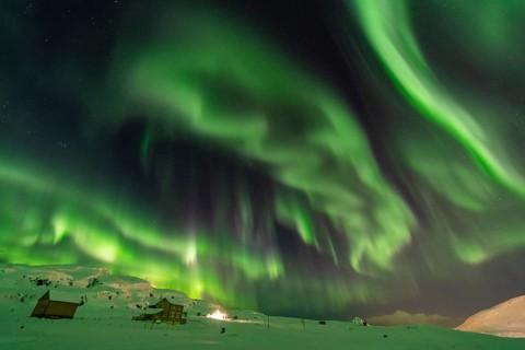 Northern Lights (Aurora borealis), Hasvik, Söröya, Finnmark, Norway, February 2019