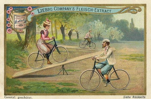Cycling picture series, The Seesaw, shows cyclists on a seesaw, which reflects the spirit of the