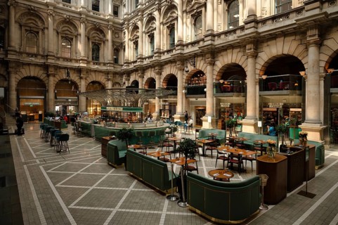 Interior view, exclusive shopping center The Royal Exchange, former stock exchange, financial