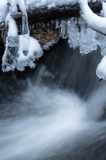 Ice formation in Strömende Winterbach, Gällivare, Norrbotten, Lapland, Sweden, October 2020