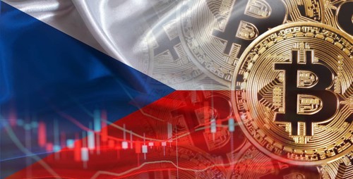 Bitcoin cryptocurrency with Czech flag. Investors in Blockchain Technology with Czech Republic flag