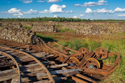 Peat mining in Goldenstedter Moor, Goldenstedt, Lower Saxony, Germany