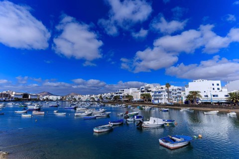 Lanzarote, Canary Islands, Spain, Europe, Charco San Gines harbour area in Arrecife, Several boats