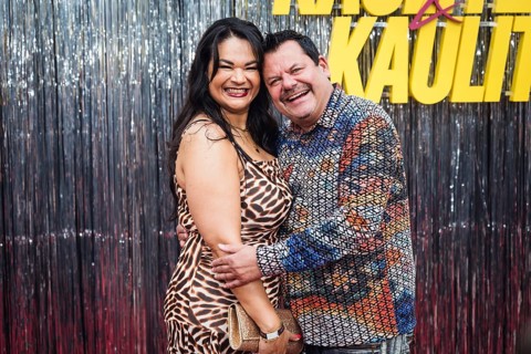Ingo Appelt with woman Sonia Guha-Thakurta at Kaulitz & Kaulitz season 3, premiere at Delphi