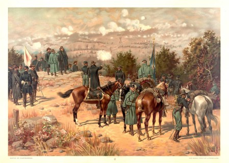 A chromolithograph entitled *Battle of Chattanooga*, based on a painting by the artist Thure de